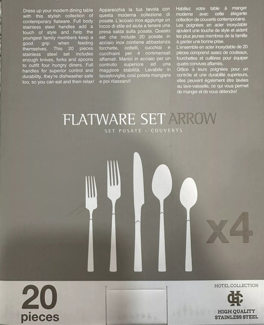20 Brandani ARROW Flatware Set Stainless Steel Hotel Collection Italy