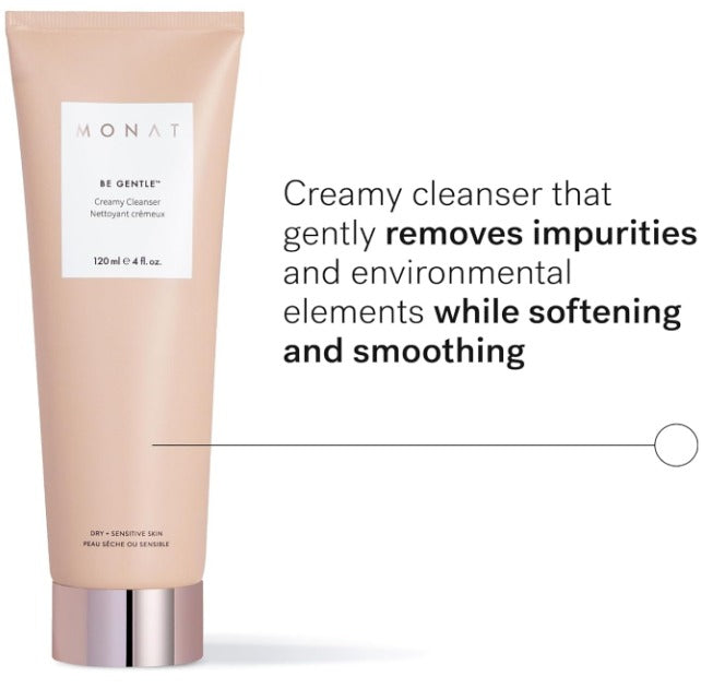MONAT Be Gentle Creamy Cleanser - Limpiador facial suave que limpia las impurezas sin quitar la piel. Limpiador suave cremoso para la cara. Hidratante facial limpiador hidratante facial - Peso neto.