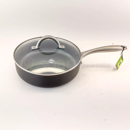 GreenPan Lima Collection Ceramic Hard Anodized 3-QT Saute Pan  with Lid New