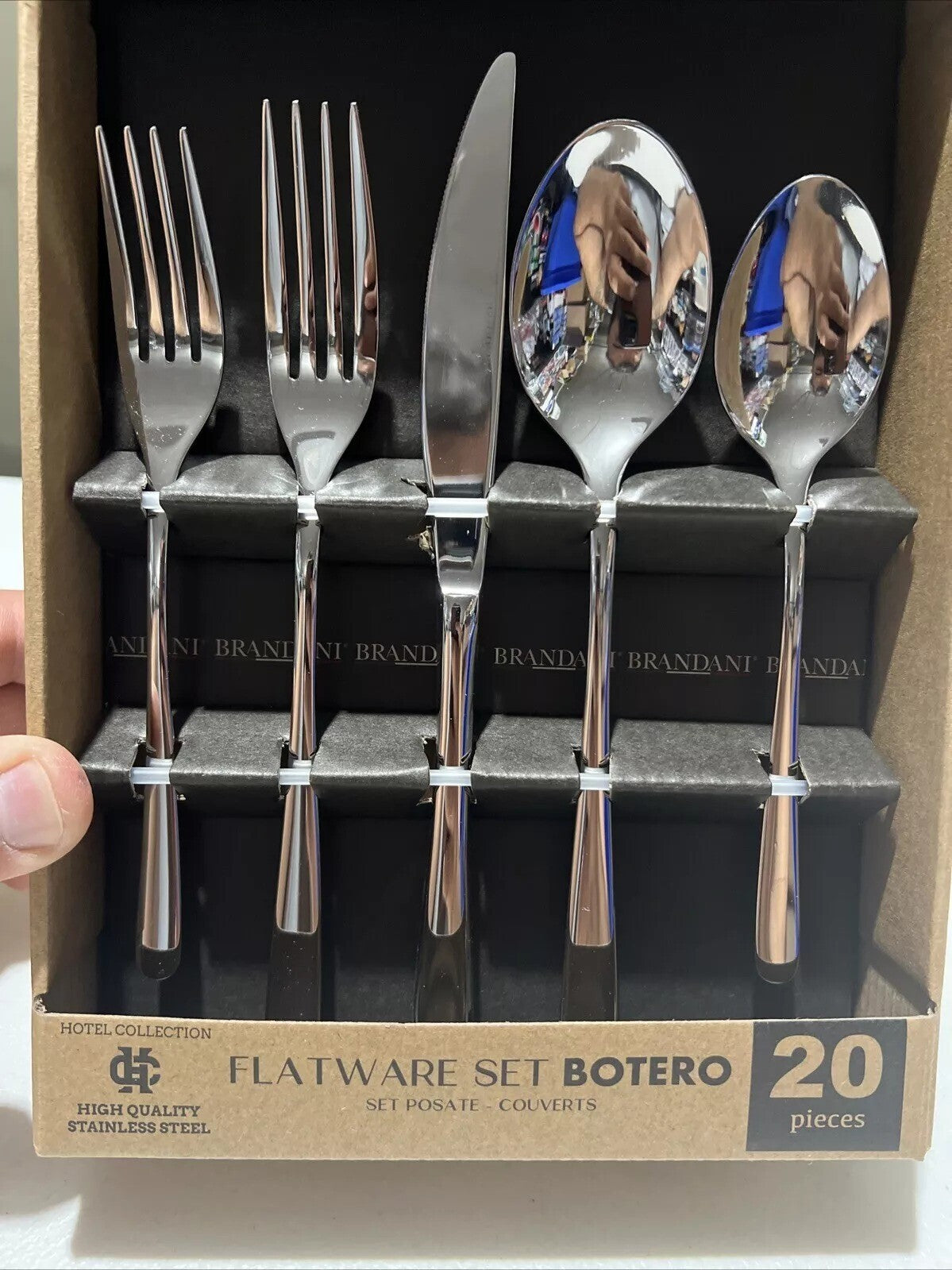 Brandani Botero Hotel Collection Steel 20 Pc Flatware Set. Made In Italy!