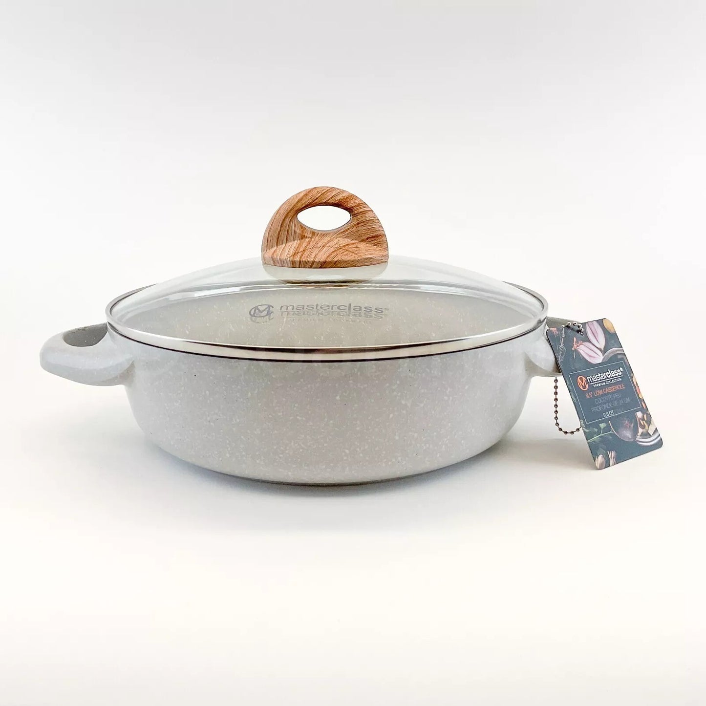 Masterclass Premium Collection 9.5"  2.6-qt Low Casserole Lid Cookware Beige