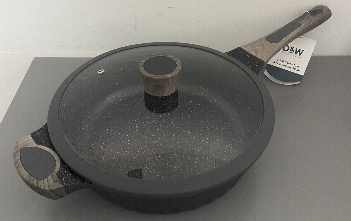 Deep Frying Pan D&W Premium Nonstick Low Casserole With Lid 11” Inch Cookware