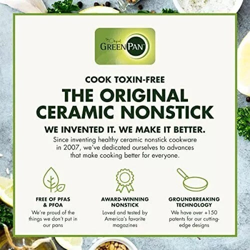 GreenPan Lima Collection Ceramic Hard Anodized 3-QT Saute Pan  with Lid New