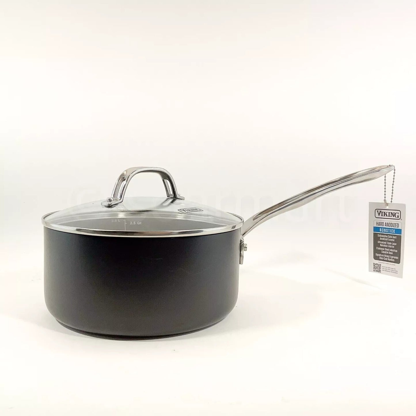 Viking 3 Qt Non-stick Anodized Saucepan Pot With Glass  Lid 3 Quart New Black