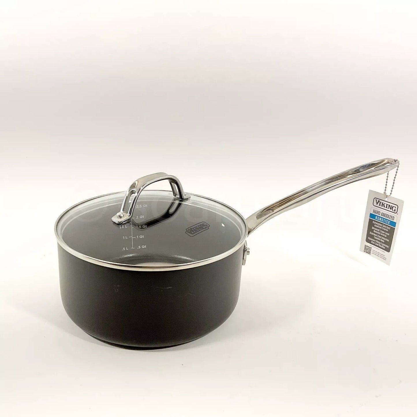 Viking 3 Qt Non-stick Anodized Saucepan Pot With Glass  Lid 3 Quart New Black