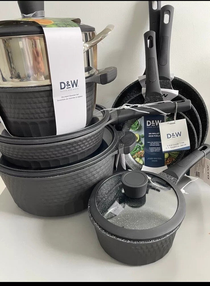 D&W Deane & White Cookware Collection Set 12 pc Color Black  Casserole Pan Set