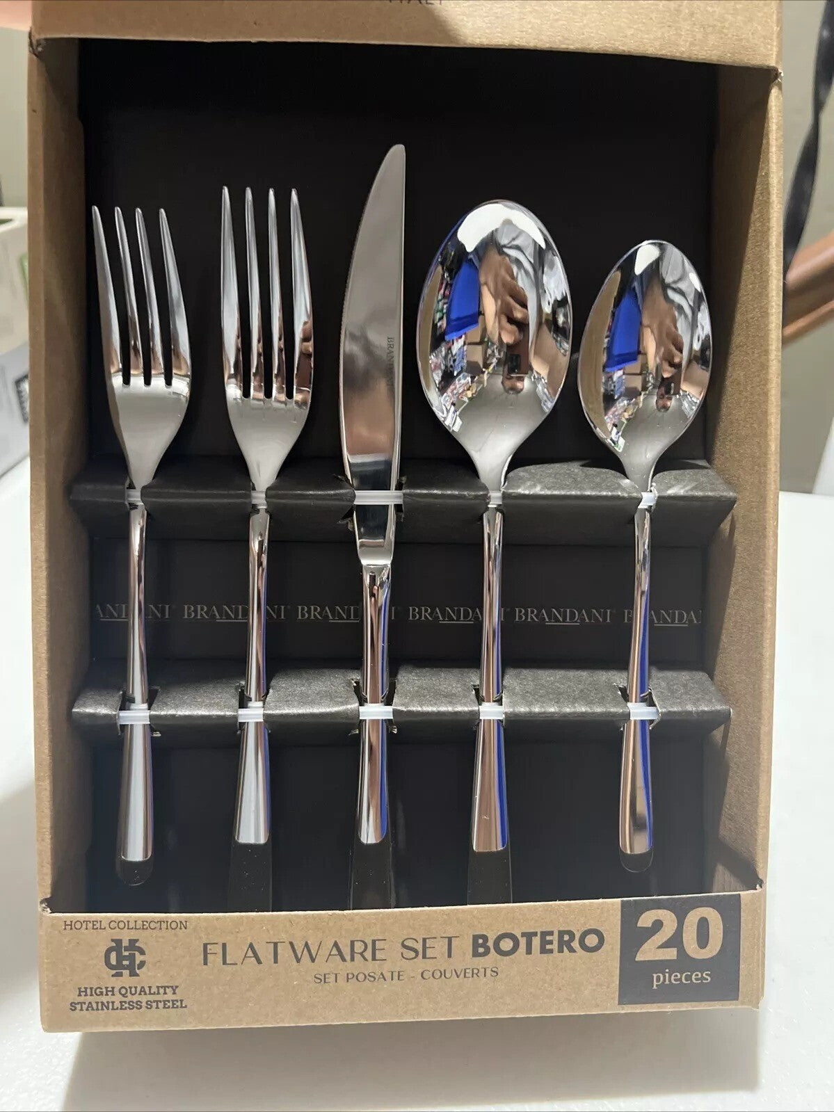 Brandani Botero Hotel Collection Steel 20 Pc Flatware Set. Made In Italy!