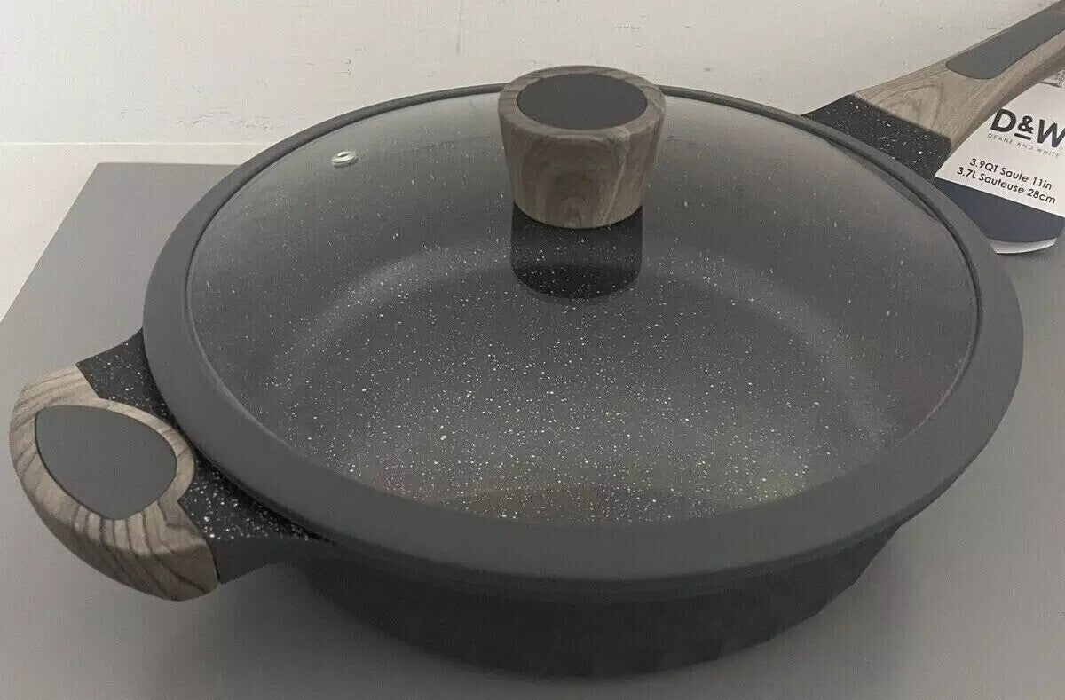 Deep Frying Pan D&W Premium Nonstick Low Casserole With Lid 11” Inch Cookware