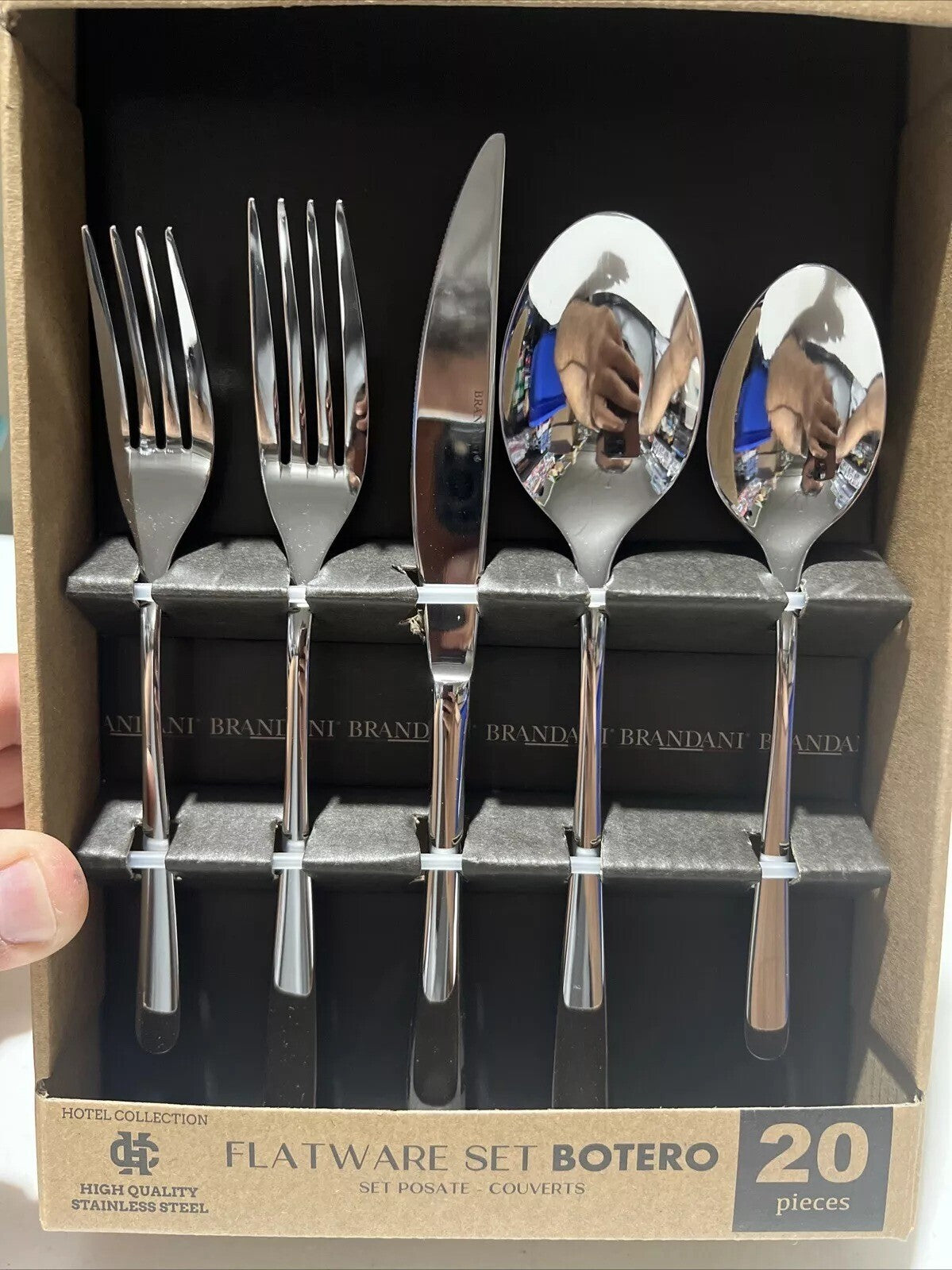 Brandani Botero Hotel Collection Steel 20 Pc Flatware Set. Made In Italy!