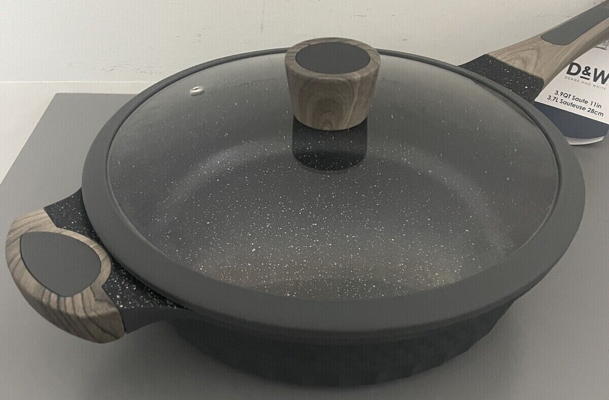 Deep Frying Pan D&W Premium Nonstick Low Casserole With Lid 11” Inch Cookware