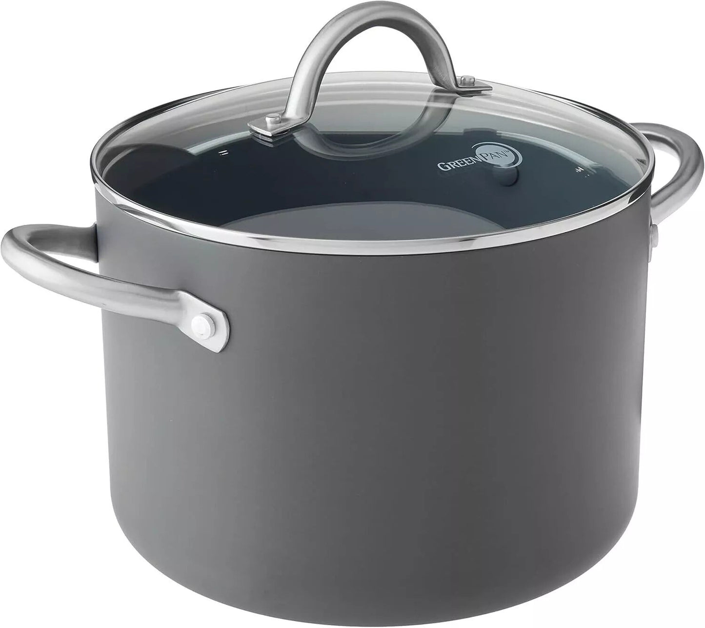 GreenPan Lima Hard Anodized Healthy Ceramic Nonstick 8QT Stock Pot with Lid Gray