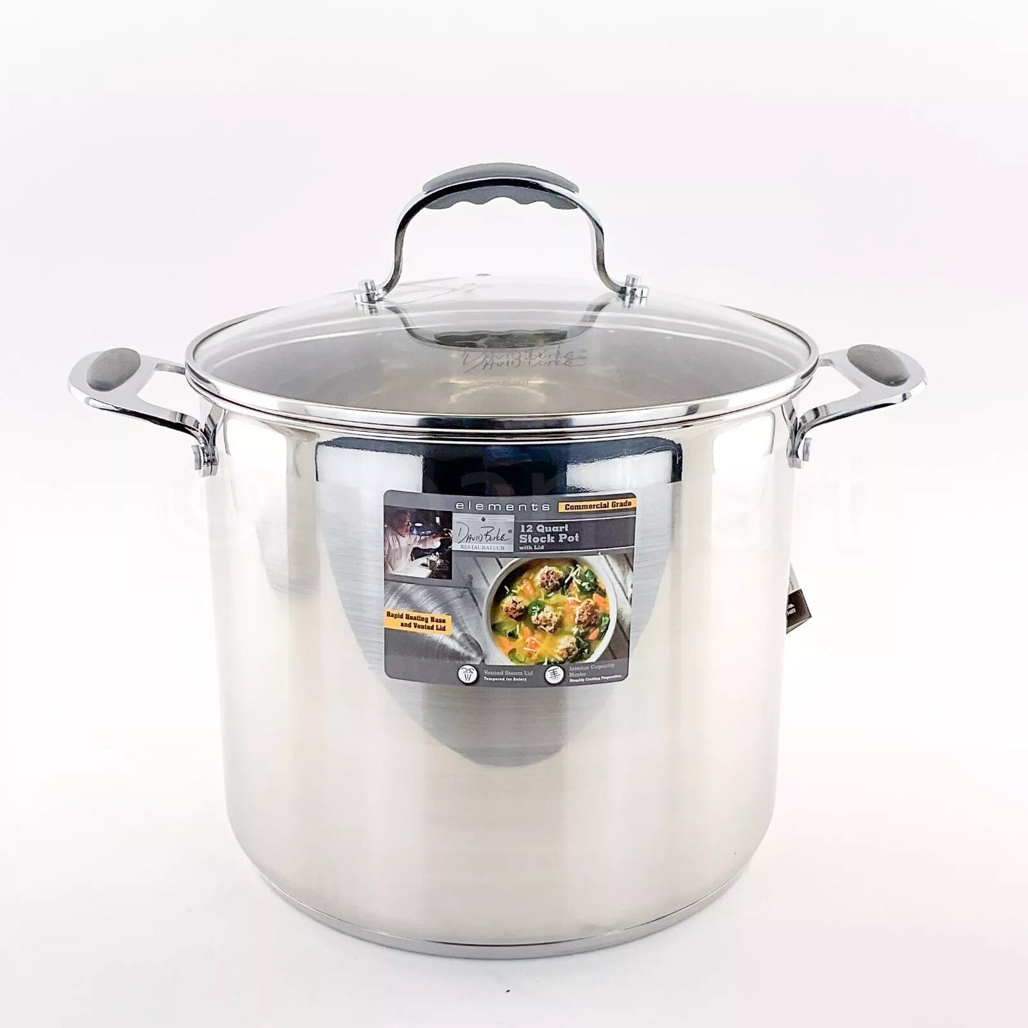 David Burke Elements Heavy Gauge Stainless Steel 12-QT Stockpot New