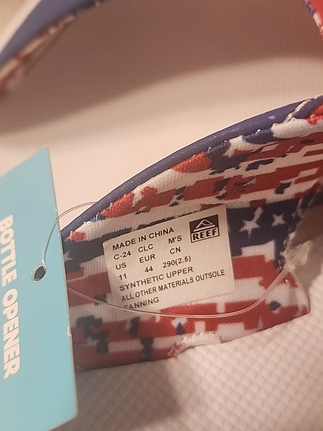 NEW Reef Fanning Flip Flops Patriotic Red White Blue Bottle Opener Sandal Men 11