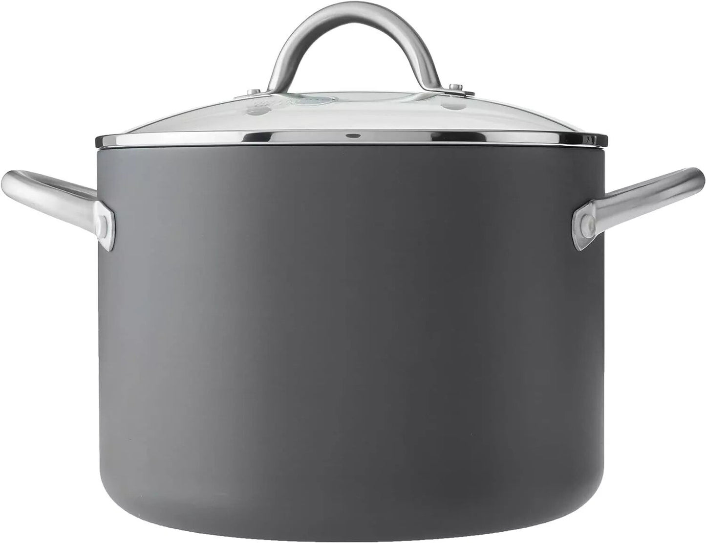 GreenPan Lima Hard Anodized Healthy Ceramic Nonstick 8QT Stock Pot with Lid Gray