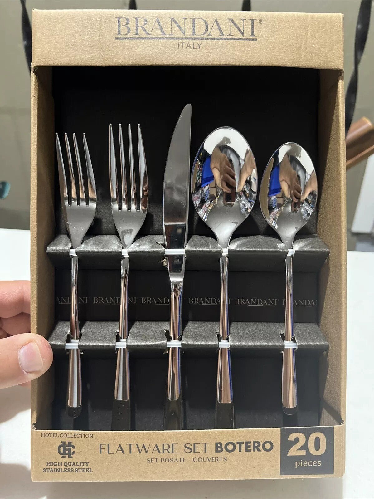 Brandani Botero Hotel Collection Steel 20 Pc Flatware Set. Made In Italy!