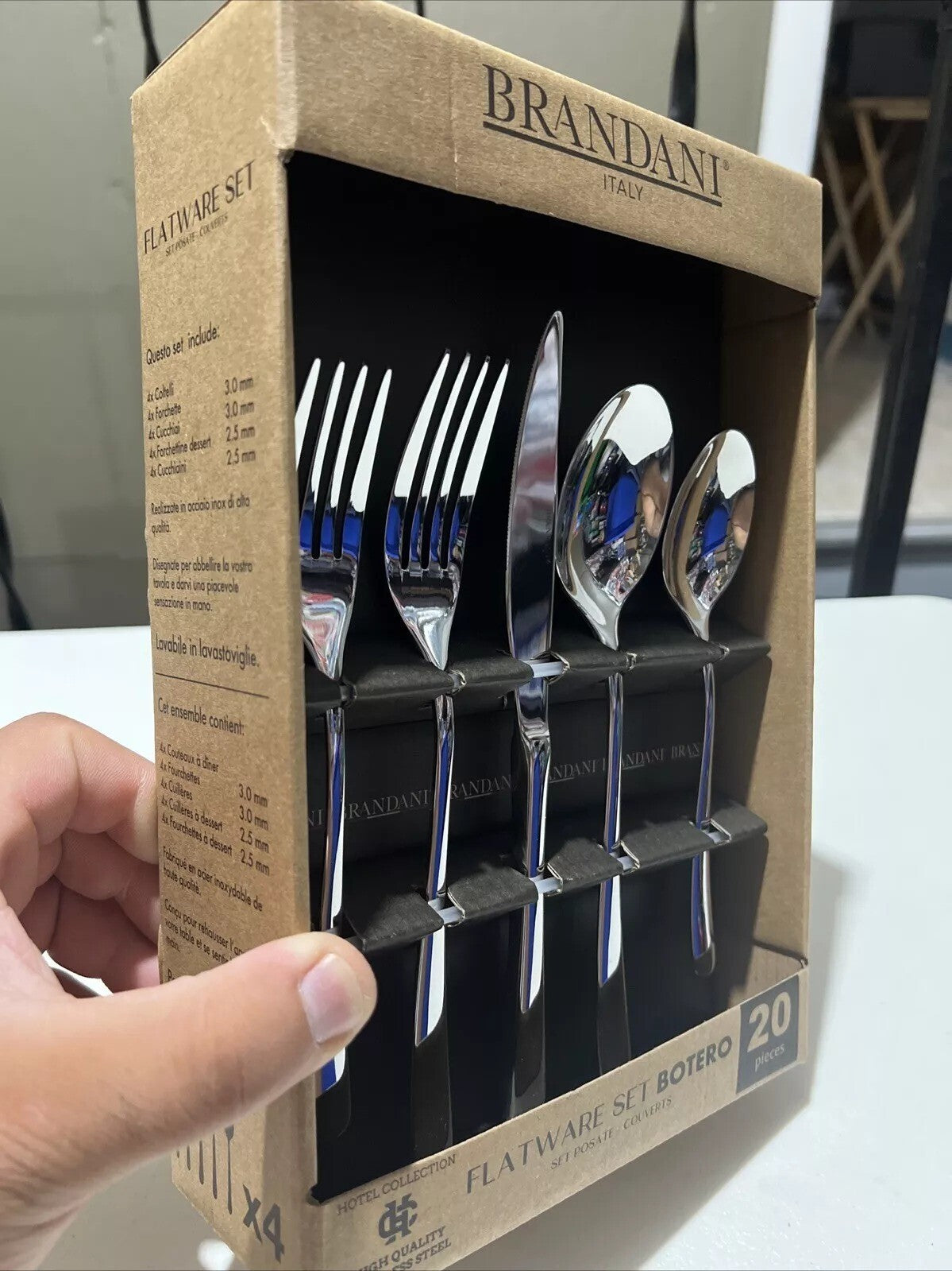 Brandani Botero Hotel Collection Steel 20 Pc Flatware Set. Made In Italy!