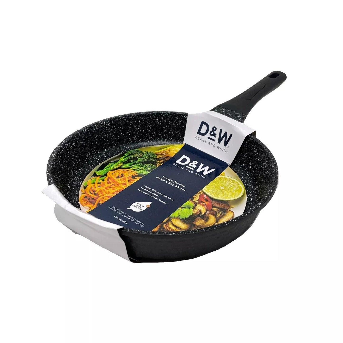 D&W Frying Pan Nonstick Skillet 11 inch Deane & White Cookware 2 Inch Deep Black