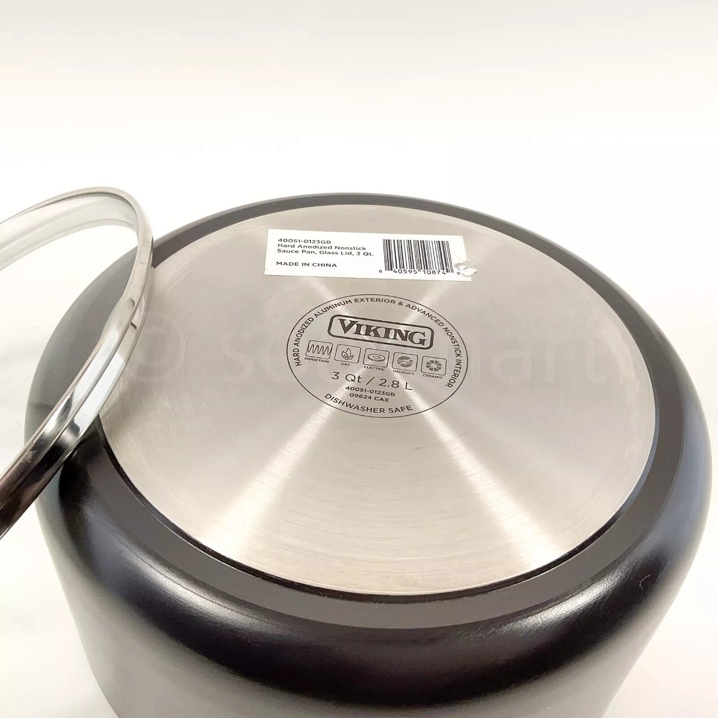 Viking 3 Qt Non-stick Anodized Saucepan Pot With Glass  Lid 3 Quart New Black